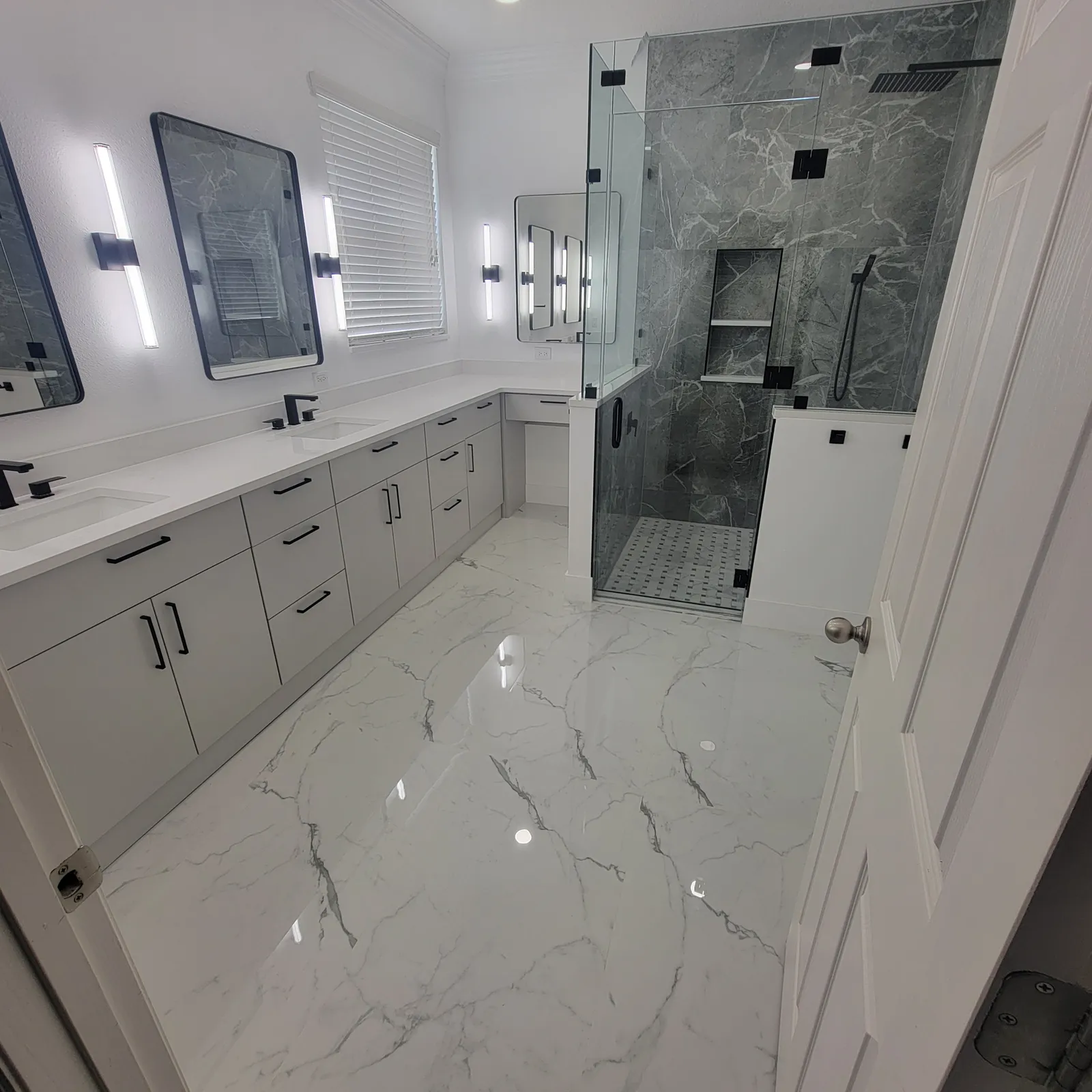 Finished full bathroom remodel by Contemporary Flooring & Bath
