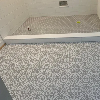 Patterned porcelain floor tile sample